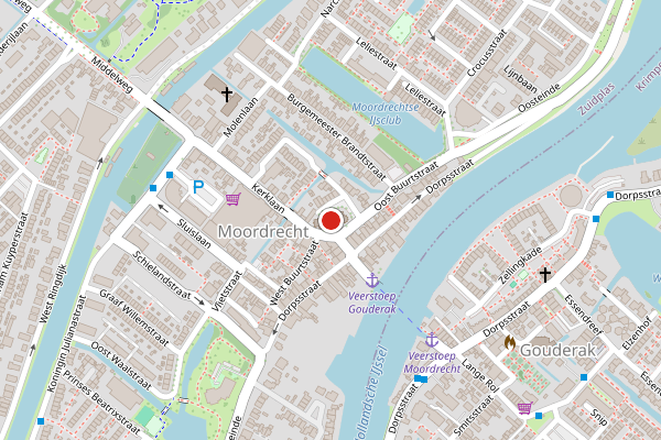 Brandweer-melding op Kerkplein, Moordrecht op 28 juni, kaart-overzicht