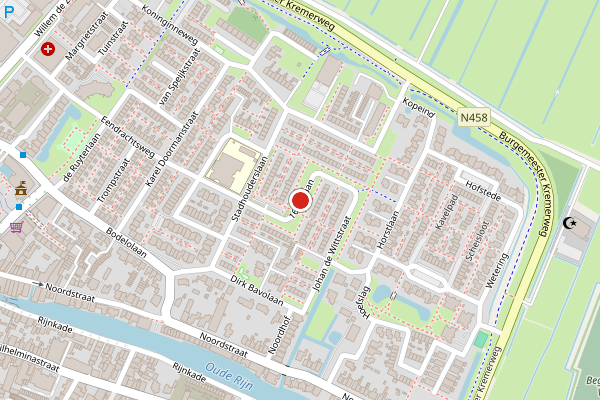 Brandweer-melding op 1672-Laan, Bodegraven op 28 juni, kaart-overzicht