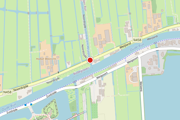 Brandweer-melding op Weijland, Nieuwerbrug aan den Rijn op 27 juni, kaart-overzicht