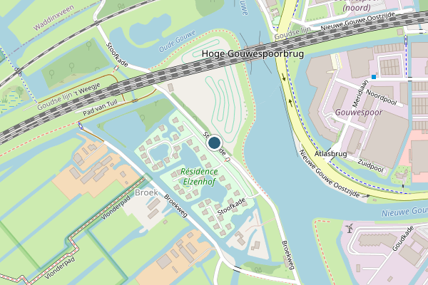 Politie-melding op Stoofkade, Gouda op 28 juni, kaart-overzicht