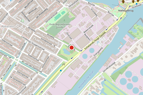 Brandweer-melding op Bosweg, Gouda op 27 juni, kaart-overzicht