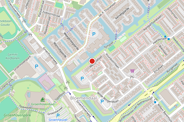 Brandweer-melding op Weigelialaan, Gouda op 27 juni, kaart-overzicht