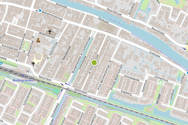 Ambulance-melding op Prinsenstraat, Bodegraven op 28 juni, kaart-overzicht