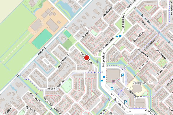 Brandweer-melding op Woubrechterf, Waddinxveen op 28 juni, kaart-overzicht