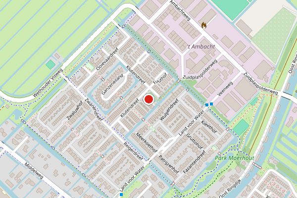 Brandweer-melding op Klutendreef, Moordrecht op 28 juni, kaart-overzicht