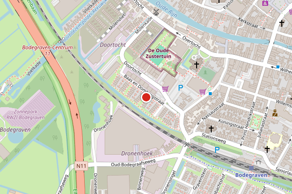 Brandweer-melding op Baas en Domburgstraat, Bodegraven op 29 juni, kaart-overzicht