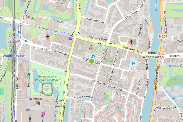 Ambulance-melding op Stationsstraat, Waddinxveen op 29 juni, kaart-overzicht