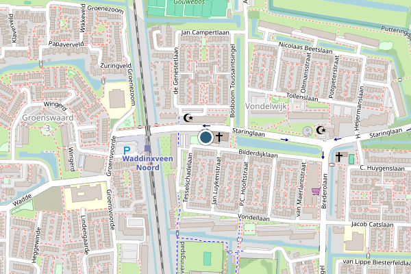 Politie-melding op Perkstraat, Waddinxveen op 29 juni, kaart-overzicht