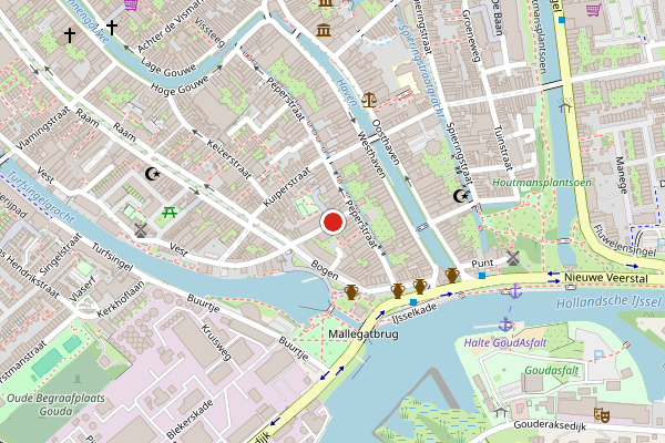 Brandweer-melding op Korte Raam, Gouda op 29 juni, kaart-overzicht