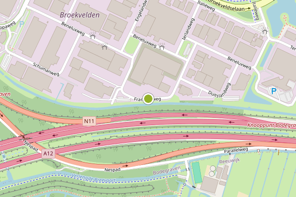 Ambulance-melding op Frankrijkweg, Bodegraven op 30 juni, kaart-overzicht