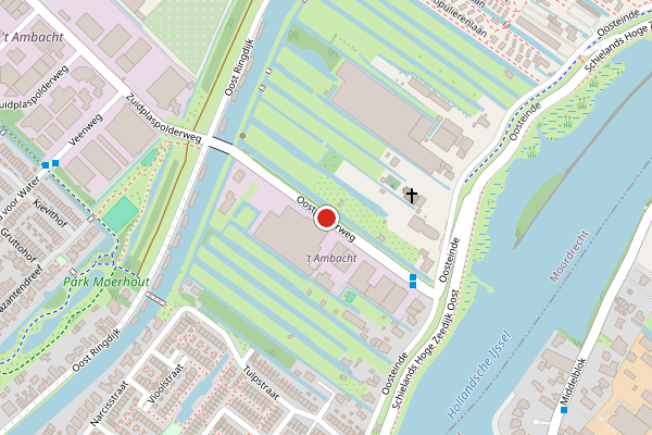 Brandweer-melding op Oostpolderweg, Moordrecht op 30 juni, kaart-overzicht