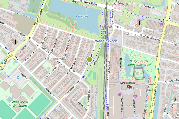 Ambulance-melding op Eikenlaan, Waddinxveen op 1 juli, kaart-overzicht