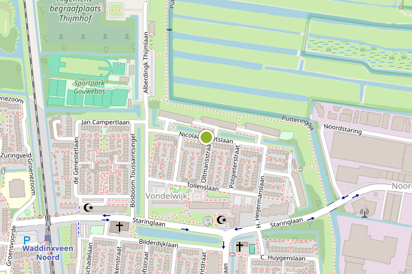 Ambulance-melding op Nic. Beetslaan, Waddinxveen op 1 juli, kaart-overzicht