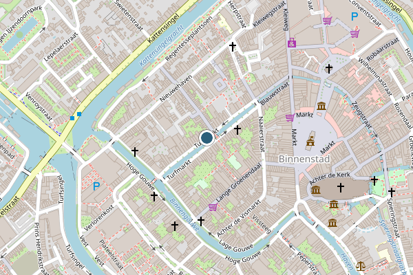 Politie-melding op Turfmarkt, Gouda op 2 juli, kaart-overzicht