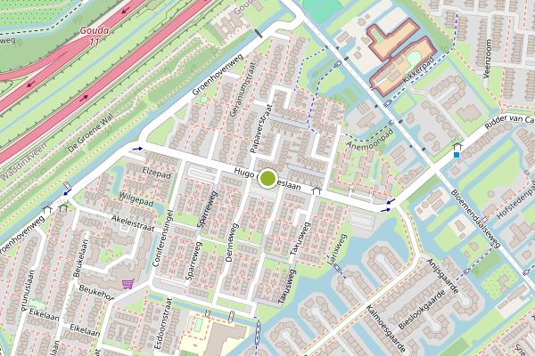 Ambulance-melding op Hugo de Vrieslaan, Gouda op 2 juli, kaart-overzicht