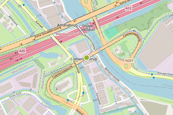 Ambulance-melding op Coenecoopbrug, Waddinxveen op 4 juli, kaart-overzicht