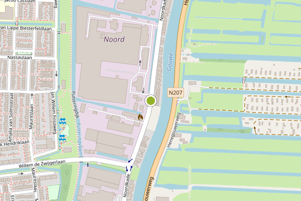 Ambulance-melding op Noordkade, Waddinxveen op 4 juli, kaart-overzicht