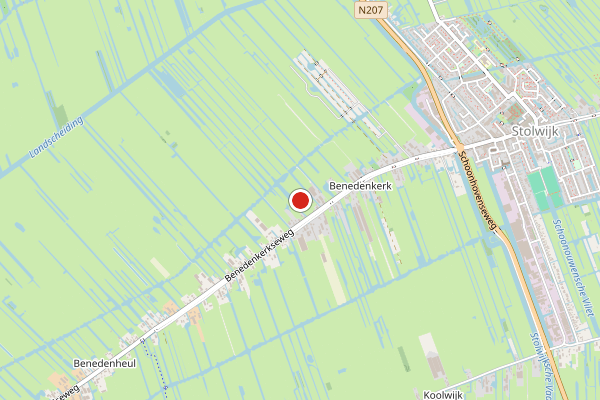 Brandweer-melding op opp.water, Stolwijk op 4 juli, kaart-overzicht