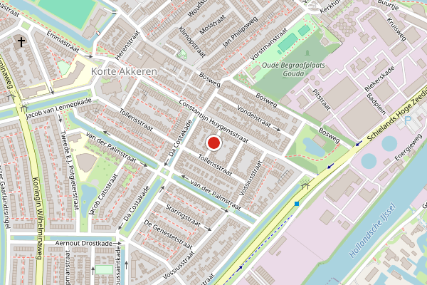 Brandweer-melding op Helmersstraat, Gouda op 6 juli, kaart-overzicht