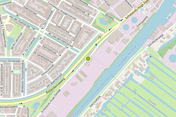 Ambulance-melding op Schielands Hoge Zeedijk, Gouda op 8 juli, kaart-overzicht