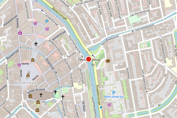 Brandweer-melding op Tiendewegbrug, Gouda op 7 juli, kaart-overzicht