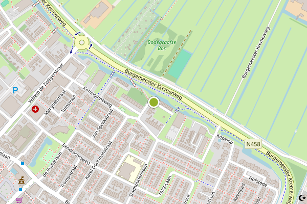 Ambulance-melding op Koninginneweg, Bodegraven op 8 juli, kaart-overzicht