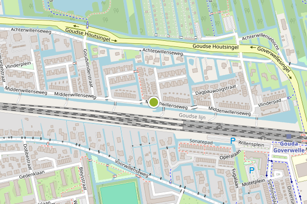 Ambulance-melding op Middenwillenseweg, Gouda op 9 juli, kaart-overzicht