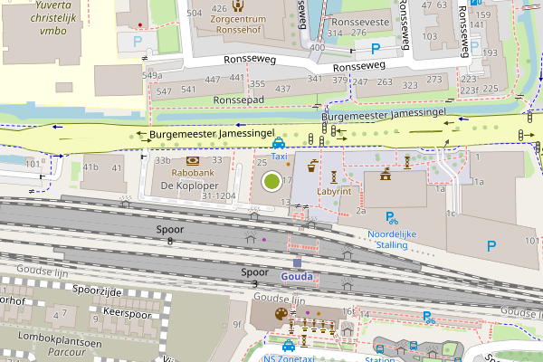 Ambulance-melding op Burgemeester Jamessingel, Gouda op 9 juli, kaart-overzicht