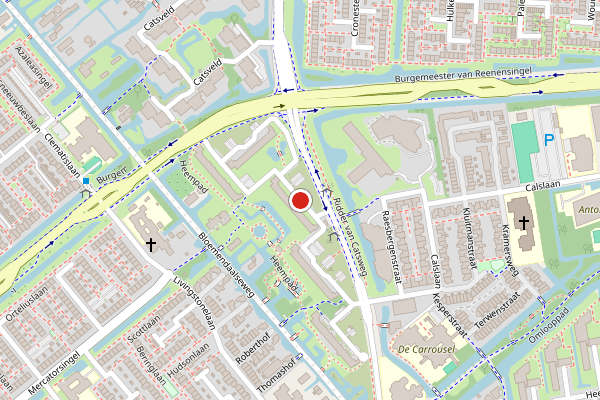 Brandweer-melding op Ridder van Catsweg, Gouda op 10 juli, kaart-overzicht