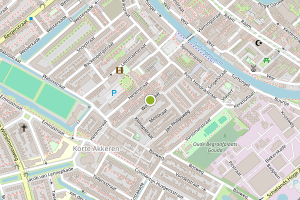 Ambulance-melding op Woudstraat, Gouda op 11 juli, kaart-overzicht