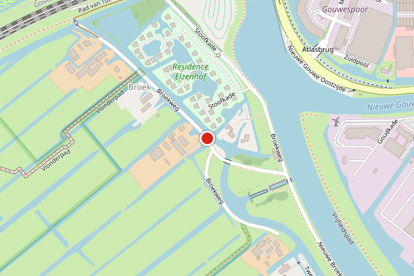 Brandweer-melding op Broekweg, Gouda op 12 juli, kaart-overzicht