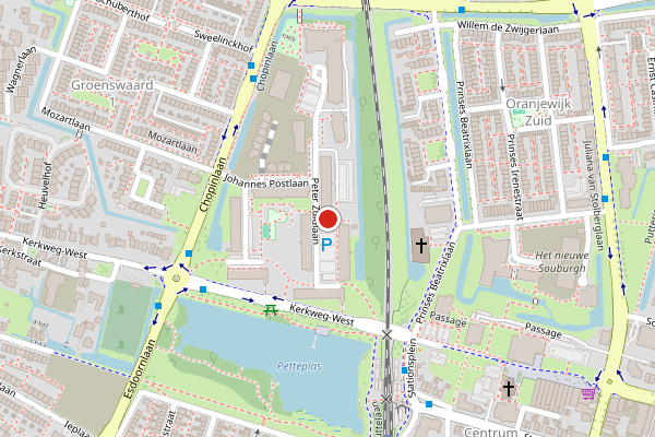 Brandweer-melding op Peter Zuidlaan, Waddinxveen op 12 juli, kaart-overzicht