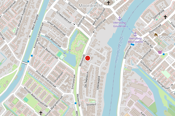 Brandweer-melding op IJsselkade, Moordrecht op 13 juli, kaart-overzicht