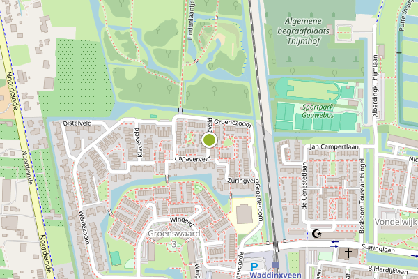 Ambulance-melding op Wikkeveld, Waddinxveen op 12 juli, kaart-overzicht