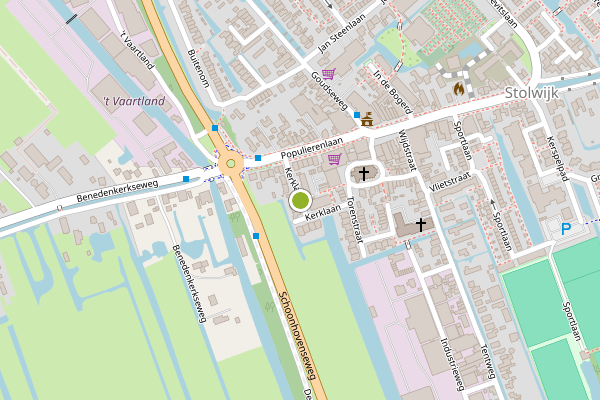 Ambulance-melding op Kerklaan, Stolwijk op 15 juli, kaart-overzicht