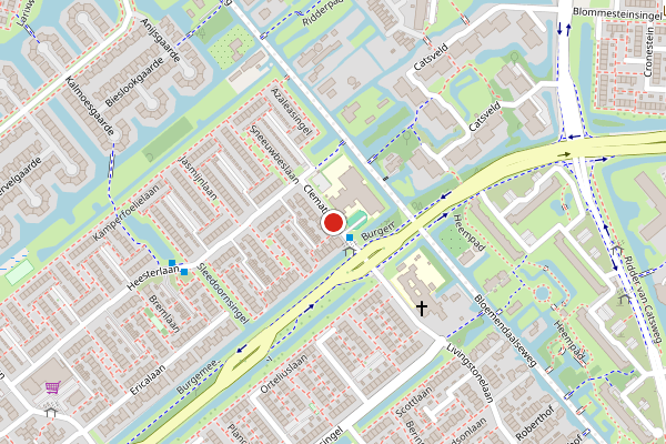 Brandweer-melding op Clematislaan, Gouda op 15 juli, kaart-overzicht