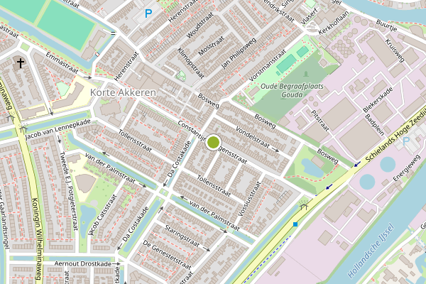 Ambulance-melding op Constantijn Huygensstraat, Gouda op 15 juli, kaart-overzicht