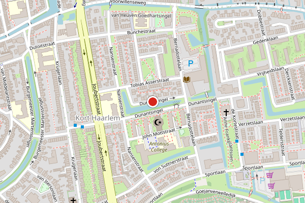 Brandweer-melding op Dunantsingel, Gouda op 14 juli, kaart-overzicht