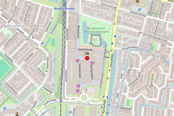 Brandweer-melding op Gouweplein, Waddinxveen op 17 juli, kaart-overzicht