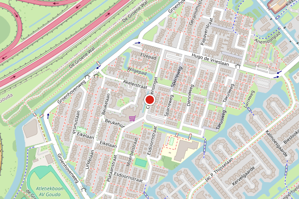 Brandweer-melding op Coniferensingel, Gouda op 18 juli, kaart-overzicht