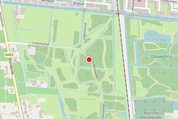 Brandweer-melding op Lindenlaantje, Waddinxveen op 19 juli, kaart-overzicht