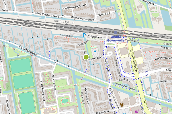 Ambulance-melding op Fugalaan, Gouda op 20 juli, kaart-overzicht