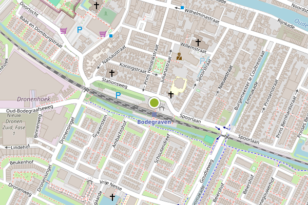 Ambulance-melding op Stationsplein, Bodegraven op 20 juli, kaart-overzicht