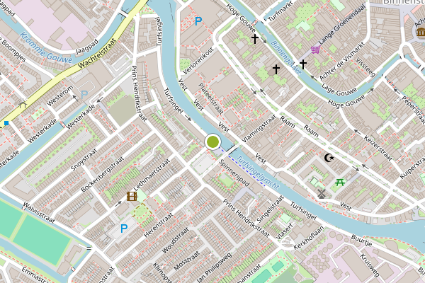 Ambulance-melding op Turfsingel, Gouda op 21 juli, kaart-overzicht