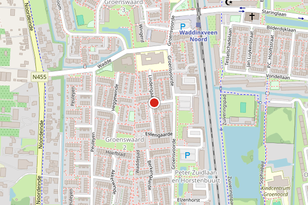 Brandweer-melding op Lindengaarde, Waddinxveen op 30 juli, kaart-overzicht