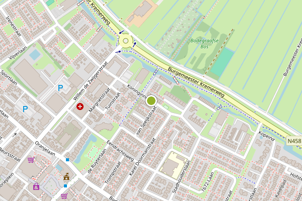 Ambulance-melding op Koninginneweg, Bodegraven op 30 juli, kaart-overzicht