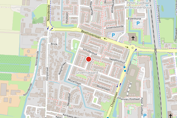 Brandweer-melding op Schuberthof, Waddinxveen op 2 augustus, kaart-overzicht