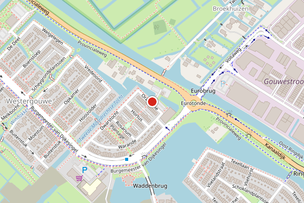 Brandweer-melding op Orangerie, Gouda op 2 augustus, kaart-overzicht