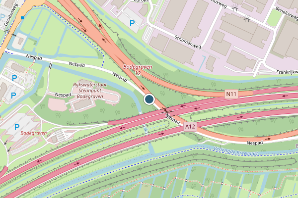 Politie-melding op Nespad, Bodegraven op 2 augustus, kaart-overzicht
