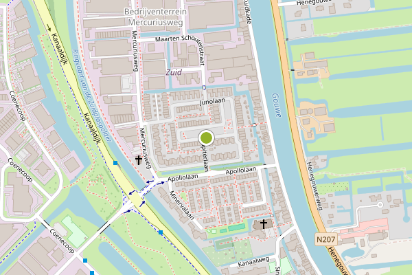 Ambulance-melding op Jupiterlaan, Waddinxveen op 2 augustus, kaart-overzicht